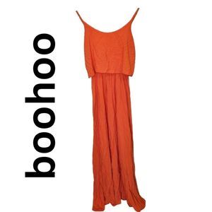 Boohoo Women's Dress sz16 Orange Long Layered Maxi Dress w/Adjustable straps